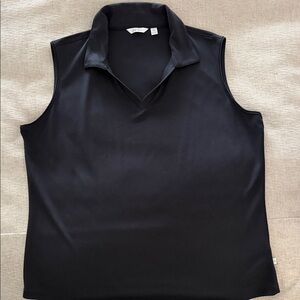 Lady Hagan Black Sleeveless Polo Top